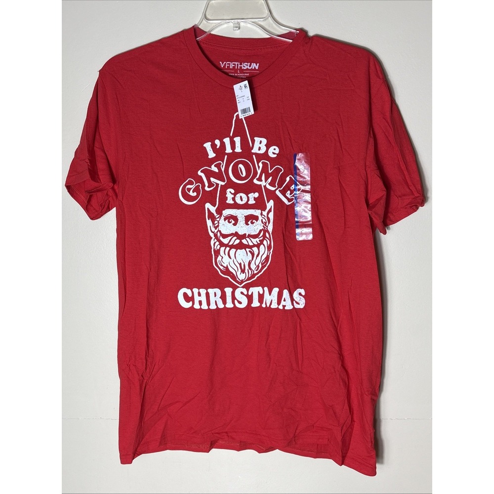 FIFTH SUN Men's "I'll Be GNOME For Christmas" Shirt Red Size XL NEW NWT